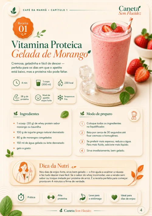Receita 01 — Vitamina Proteica Gelada de Morango